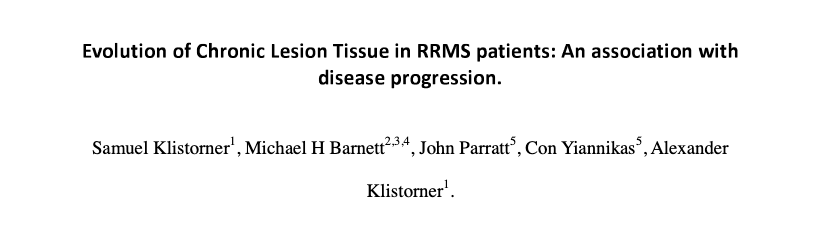 Evolution of Chronic Lesion Tissue in RRMS patients: An association with disease&nbsp;progression